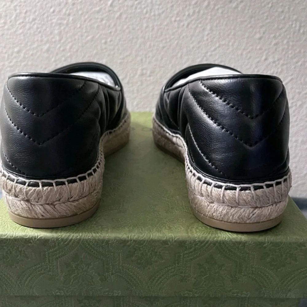 Brand New Gucci Double G Women’s Leather Black Espardrille Size 37.5 (US 7.5) - Picture 5 of 7